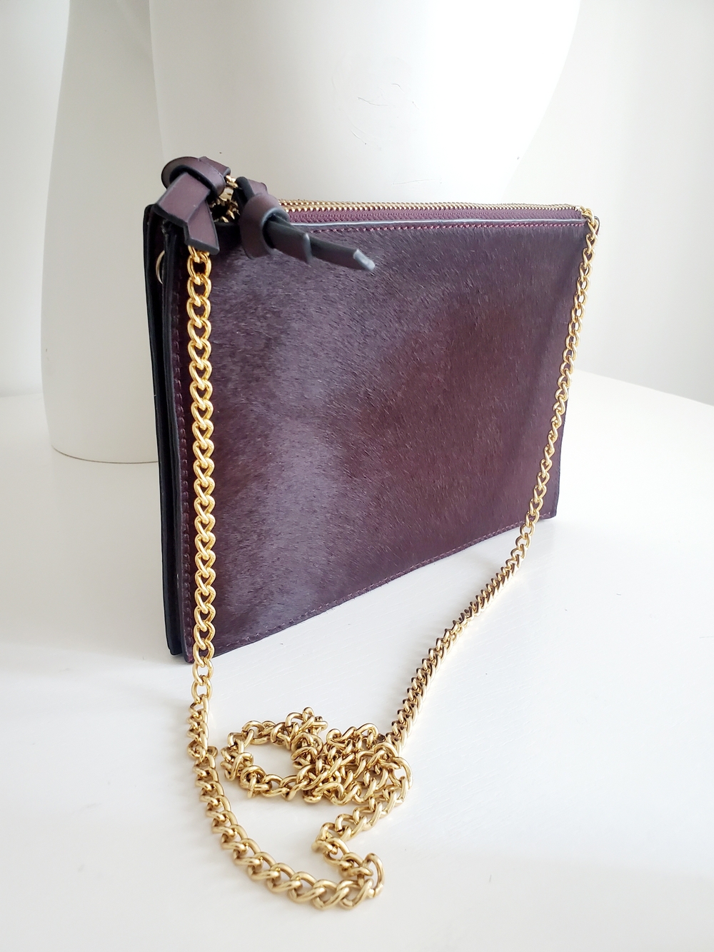 Kate & Mel Burgundy Genuine Calf Hair Trio Crossbody Bag Clutch